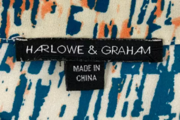 Harlowe & Graham Women's Chiffon Top Size S Cream Teal Orange Good Condition