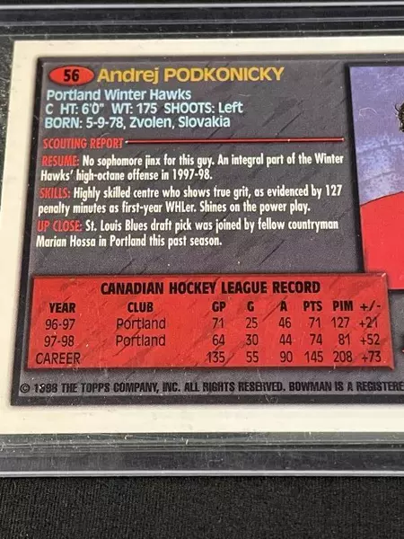 Lot of 1998 Bowman WHL Autographed Rookie Cards - Andrej Podkonicky