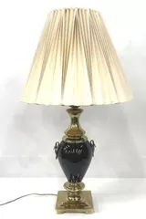 Vintage Black Gold Goose Handle Table Lamp with Shade Needs Knob