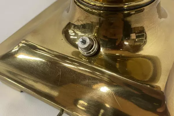 Vintage Black Gold Goose Handle Table Lamp with Shade Needs Knob