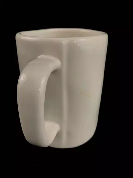 Rae Dunn M Magenta Ceramic Coffee Mug "DRINK" Artisan White Black 4.5"