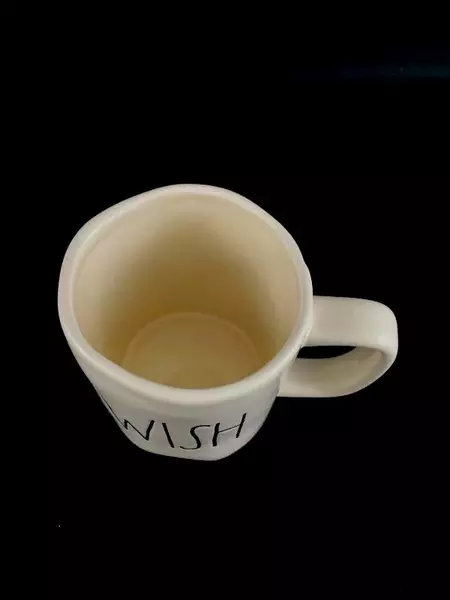 Rae Dunn Wish Mug by Magenta White Ceramic Coffee Cup 4.5" - Good Condition