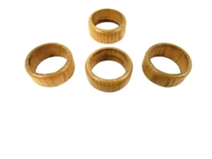 Set of 4 Vintage Wooden Napkin Rings Round Boho Dining Decor 1.5" Diameter