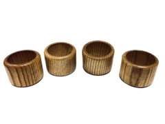 Lot of 4 Vintage Wooden Napkin Rings - Boho Retro Dining Decor