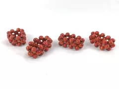 Set of 4 Vintage Red Wooden Beaded Napkin Rings Boho Table Decor
