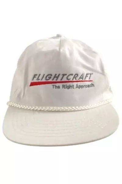 Vintage KC Flight Craft White Trucker Hat Adjustable Embroidered Cap