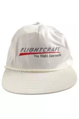 Vintage KC Flight Craft White Trucker Hat Adjustable Embroidered Cap