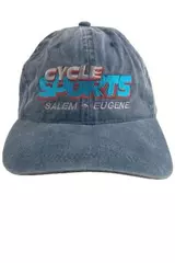 Vintage Cycle Sports Adjustable Hat Cap Salem Eugene Embroidered Denim Blue