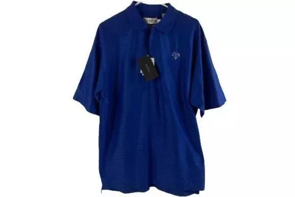 Tehama Clint Men's Polo Shirt M Blue Striped Leo Gentry NWT - Stylish Activewear