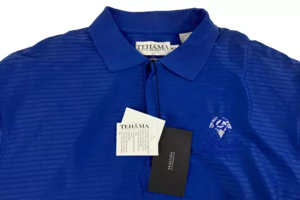 Tehama Clint Men's Polo Shirt M Blue Striped Leo Gentry NWT - Stylish Activewear