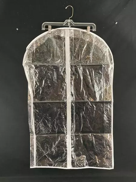 Lot of 3 Clear Garment Suit Bags with White Trim - Travel Clothes Storage