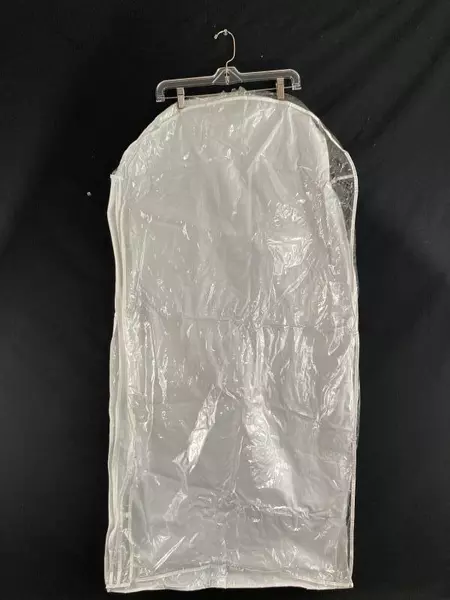 Lot of 3 Clear Garment Suit Bags with White Trim - Travel Clothes Storage