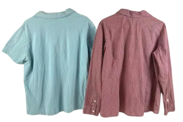 Lot of 2 St. John's Bay XL Women's Shirts Blue Polo & Red Striped Button-Down