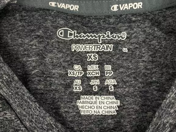 Champion Vapor Women's XS Gray Activewear Tee Shirt - Pre-owned Fitness Top