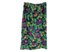 Vintage Floral Watercolor Knee-Length Skirt Women's Small Multicolor