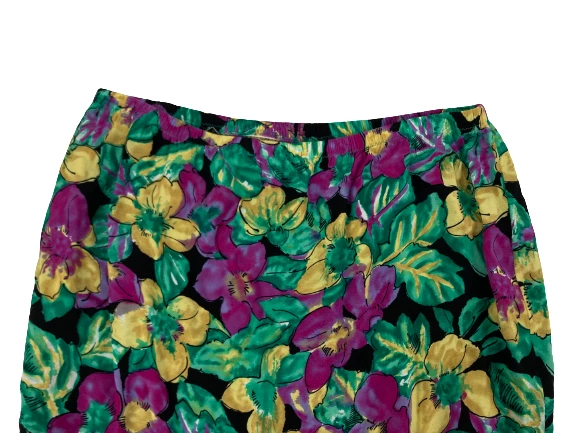 Vintage Floral Watercolor Knee-Length Skirt Women's Small Multicolor