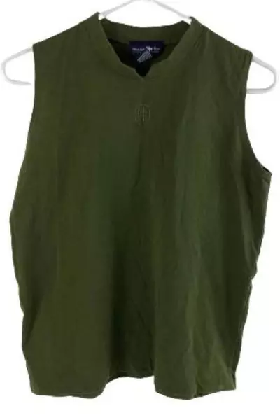 Vintage Hunters Run Olive Green Mock Neck Tank Top Women’s Size M Logo
