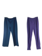 Lot of 2 Women's Size 20 Pants - Navy Blue & Purple - Elastic Waist, Pockets