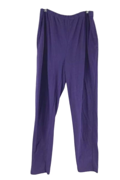 Lot of 2 Women's Size 20 Pants - Navy Blue & Purple - Elastic Waist, Pockets