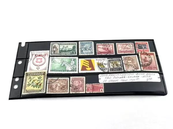 Lot of 15 Used 1930s South America Stamps: Argentina, Brazil, Chile & More