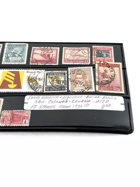 Lot of 15 Used 1930s South America Stamps: Argentina, Brazil, Chile & More