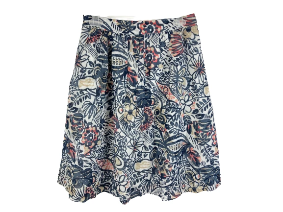 Loft Outlet Women's Size 2 Floral Pleated Skirt White Black Salmon