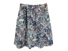 Loft Outlet Women's Size 2 Floral Pleated Skirt White Black Salmon