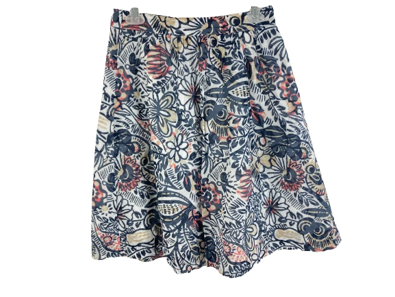 Loft Outlet Women's Size 2 Floral Pleated Skirt White Black Salmon