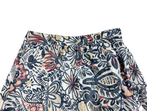 Loft Outlet Women's Size 2 Floral Pleated Skirt White Black Salmon