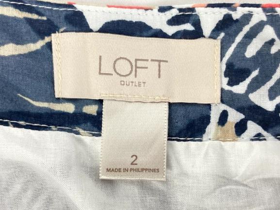 Loft Outlet Women's Size 2 Floral Pleated Skirt White Black Salmon