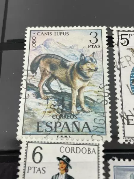 Lot of 18 Used Spain Stamps 1950s-70s Fine to VF Wolf & Crest Designs