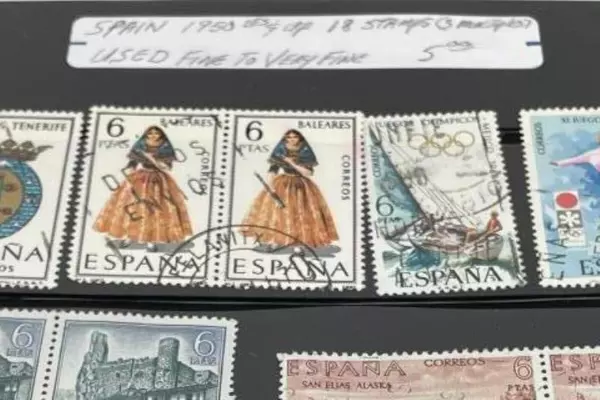 Lot of 18 Used Spain Stamps 1950s-70s Fine to VF Wolf & Crest Designs