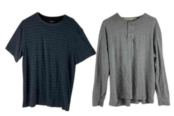 Lot of 2 Men's Large Van Heusen & Red Head Striped Shirts - Gray & Black