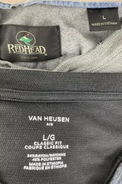 Lot of 2 Men's Large Van Heusen & Red Head Striped Shirts - Gray & Black