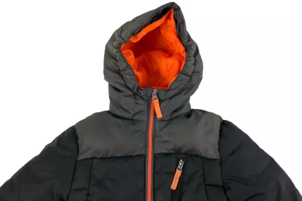 C9 By Champion Gray Puffer Jacket Boys XS 4-5 Hooded Fleece Lined, Good Cond