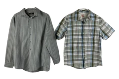 Lot of 2 Men's Medium Casual Shirts: Alfani Gray & Canyon River Plaid