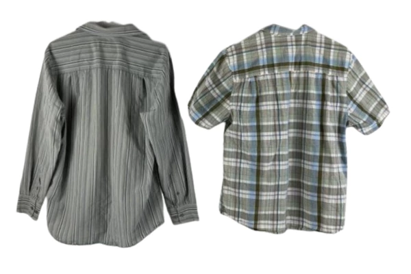 Lot of 2 Men's Medium Casual Shirts: Alfani Gray & Canyon River Plaid