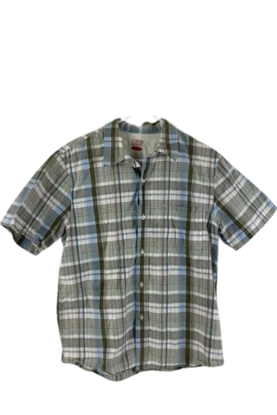 Lot of 2 Men's Medium Casual Shirts: Alfani Gray & Canyon River Plaid
