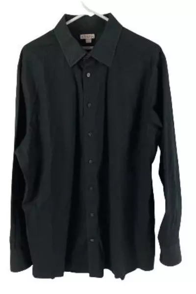 Merona Men's XL Black Slim Fit Button-Up Dress Shirt Long Sleeve Casual Wear
