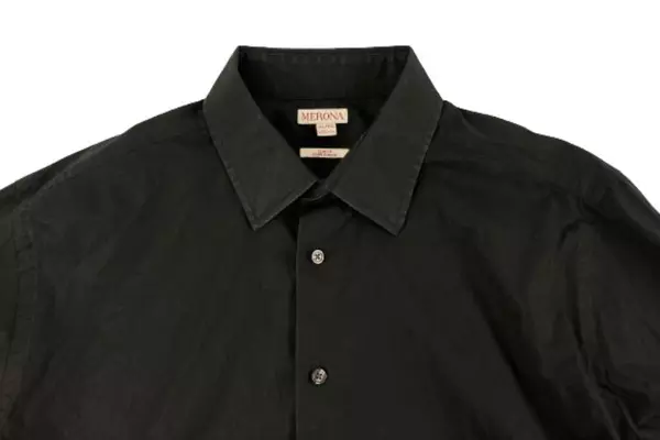 Merona Men's XL Black Slim Fit Button-Up Dress Shirt Long Sleeve Casual Wear