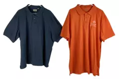 Lot of 2 Men's 2XL Polo Shirts - Orange Harriton & Blue Hudson River