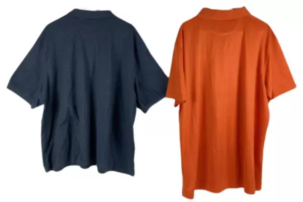 Lot of 2 Men's 2XL Polo Shirts - Orange Harriton & Blue Hudson River