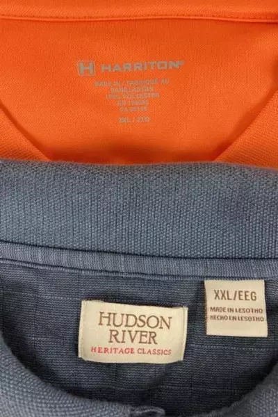 Lot of 2 Men's 2XL Polo Shirts - Orange Harriton & Blue Hudson River