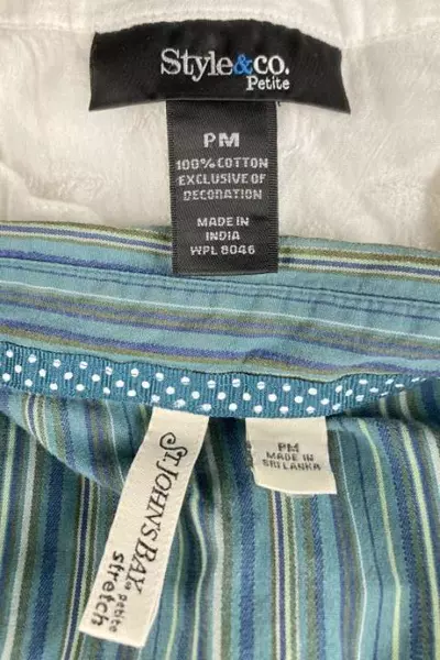 Lot of 2 Women's PM Tops - Teal Stripes & White by Style & Co - Good Condition