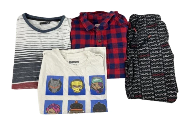 Lot of 4 Boys' XL Fortnite Shirts & Pants - Flannel, Graphic Tees, Casual Wear