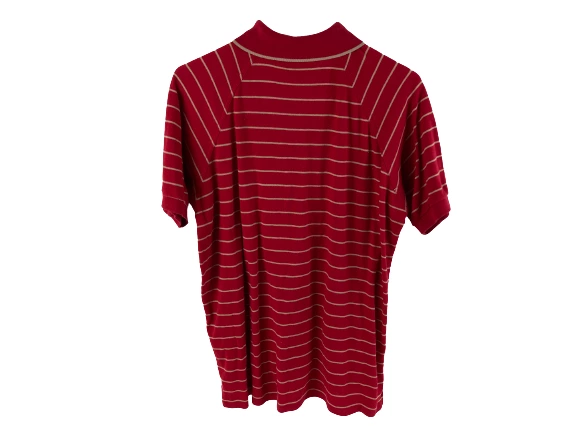 Vintage Steeplechase Men's XL Red Beige Striped Polo Shirt Cotton Blend