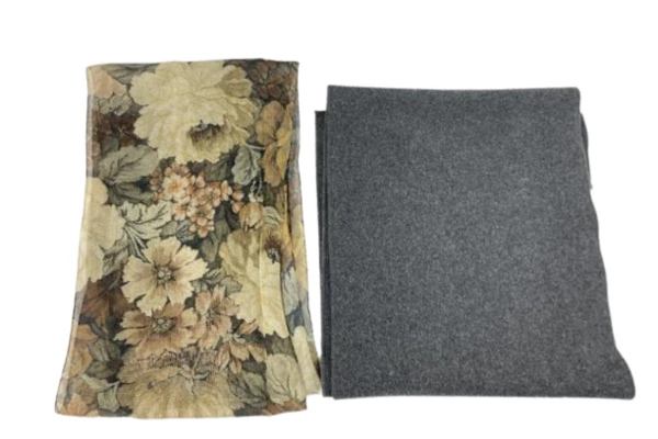 Lot of 2 Women's Scarves: Gray Fleece & Floral Chiffon - Good Condition