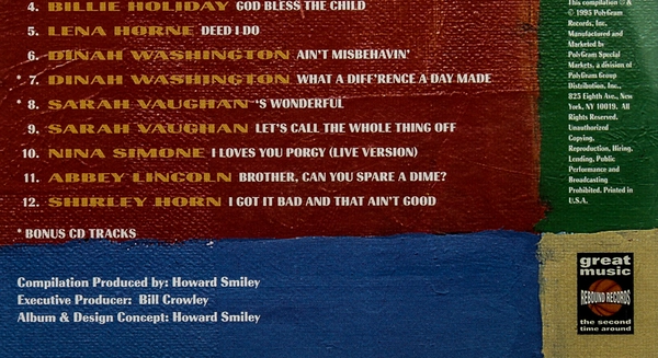 Great Ladies of Jazz CD Various Artists 1995 Rebound Records Pre-Owned