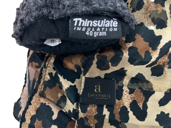 Lot of 2 Women's Winter Accessories: Black Thinsulate Gloves & Leopard Scarf