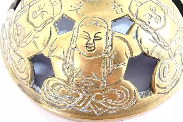 Vintage Brass Toned Candelabra Holds 5 Candles Peace Buddha 12 X 12 Ornate Style